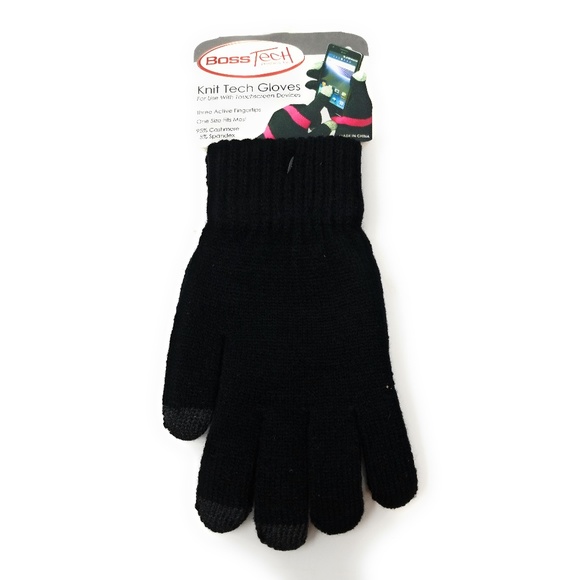 BossTech Accessories - Women Cashmere Knit Tech Black Touchscreen Gloves